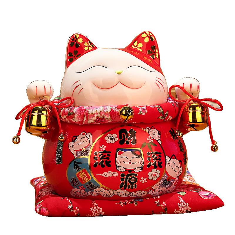招财猫开业10寸红色喜猫家居装饰店铺收银台创意礼品招财猫摆件