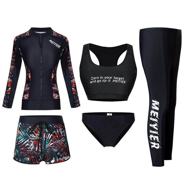 情侣款长袖泳装沙滩运动潜水服高级感分体冲浪速干泳衣套装男女款