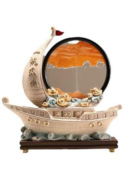 一帆风顺帆船流沙画摆件创意沙漏客厅酒柜电视柜办公室桌面装饰品