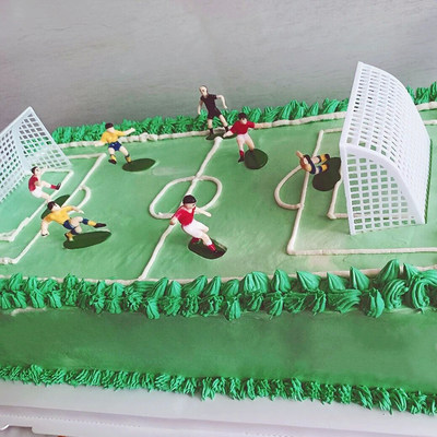 网红9pcs Soccer Game Football Cake Topper Decor Model Footba