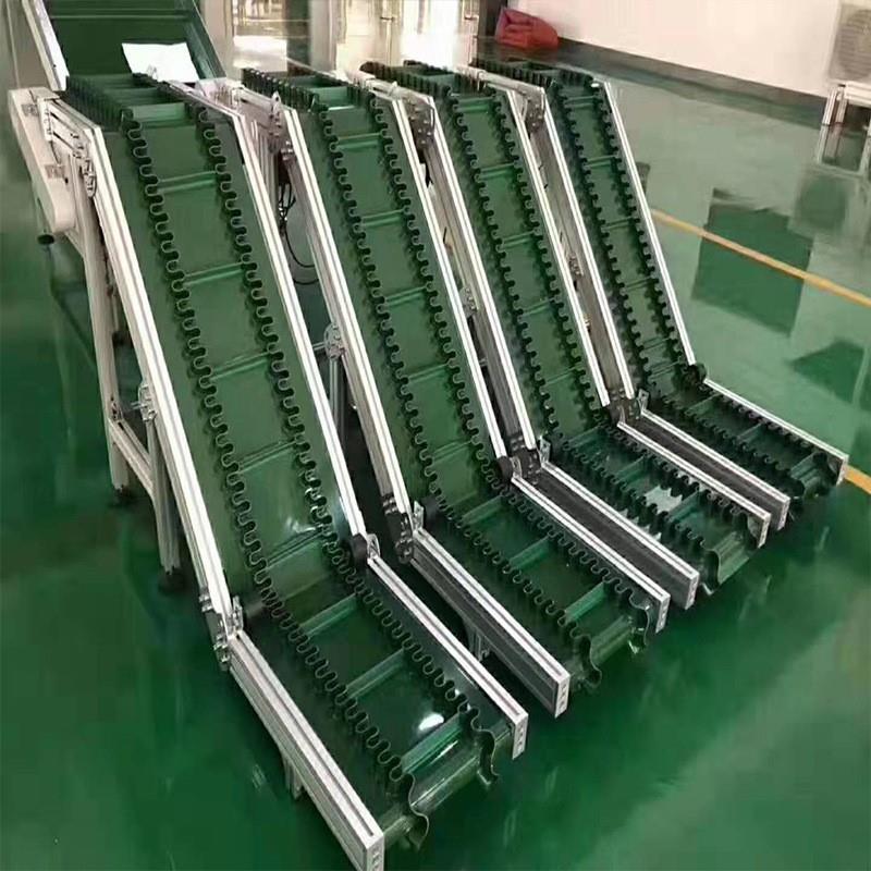 装车物料斜坡输送带皮带输送机 不锈钢裙边挡板防滑上料机提升机