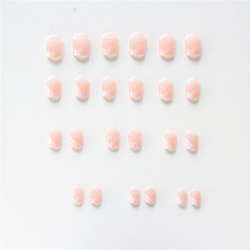 极速24pcs French Fake Nails Short Art Nail Tips Press Stick