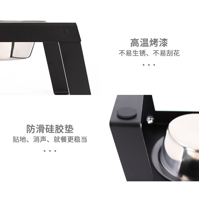 折叠碗架狗碗狗盆大狗水盆双碗不锈钢防打翻保护颈椎狗食盆大型犬