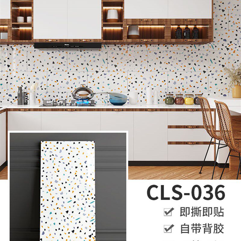 厨房防油贴纸加厚自粘仿瓷砖墙贴化妆室防水壁纸墙面遮丑翻新装饰