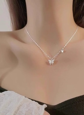 2025新款S999纯银蝴蝶锁骨项链配饰女轻奢小众高级生日礼物送女友