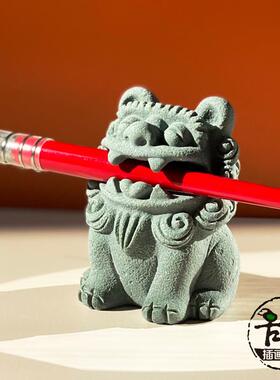 石狮子摆件镇纸笔搁工艺品笑狮小和尚烛台盆景孙悟空麒麟雕塑景观