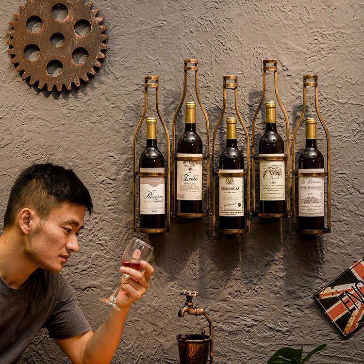 复古工业风酒架铁艺壁挂酒吧台餐厅家居客厅墙上葡萄酒红酒架壁饰