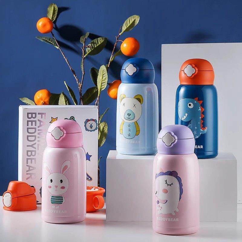 杯熊盖口袋裤儿童保温杯食品级316幼儿园男女生三盖大容量水壶