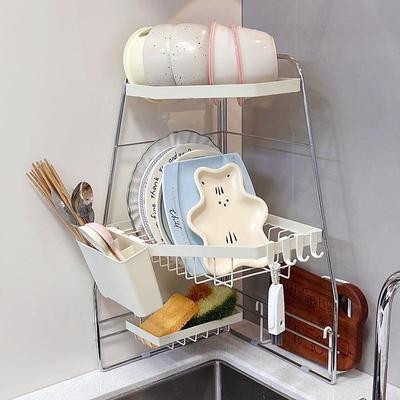 厨房水槽置物架多功能碗盘沥水架洗碗池台面水池上方放碗碟收纳层