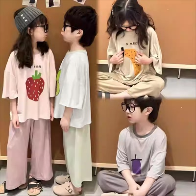 儿童莫代尔睡衣男女童家居服套装