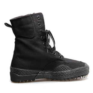 高帮作训鞋黑色帆布特训r靴透气超轻作战训靴男陆战作战靴保安鞋