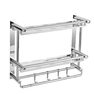 免打孔毛巾架不锈钢卫生间u双层浴巾架浴室置物架2层3层五金壁挂