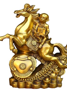 纯铜马上封侯生肖猴摆件室内客厅桌面马上传O令马上猴马到成功礼