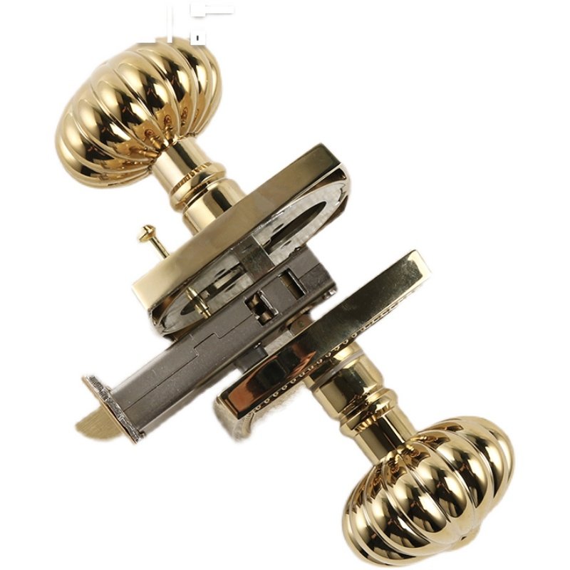 olrvli金色南瓜卫生间门锁 z复古球形锁双开门锁隐形门锁 法式把