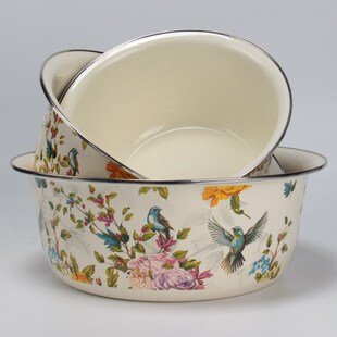 三件套盆【f鸟语花香】珐琅搪瓷多用厨房家用盆汤和面洗拌菜汤盆