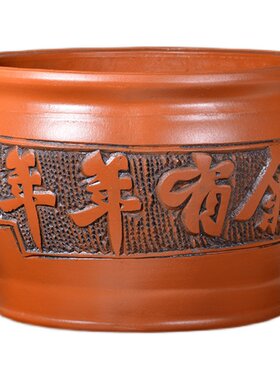 宜兴特大号圆形雕花n陶瓷透气紫砂花盆鱼缸家用种树户外铁树发财