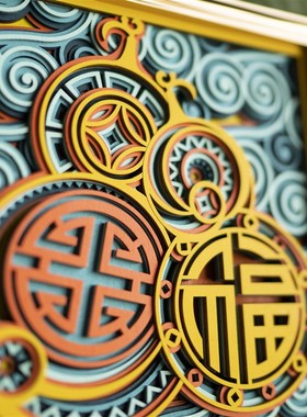 梯木叠雕创意玄关酒柜p装饰摆件轻奢高档客厅搬家礼物乔迁新居礼
