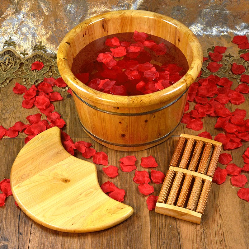 四川香柏木泡脚木桶足浴桶洗脚盆浴足洗脚桶O家用浴足木桶送穴位