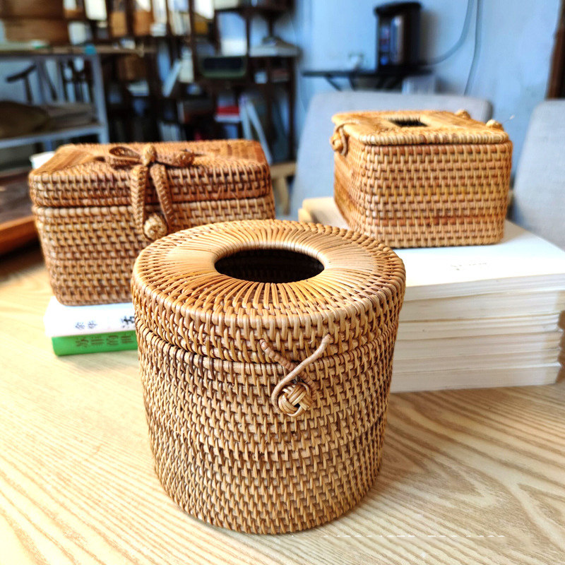 藤编多功能纸巾盒l纸巾筒客厅抽纸盒酒店家用收纳盒高档复古创意,收纳整理,纸巾盒,淘宝优惠券,粉丝福利购,淘宝优惠卷