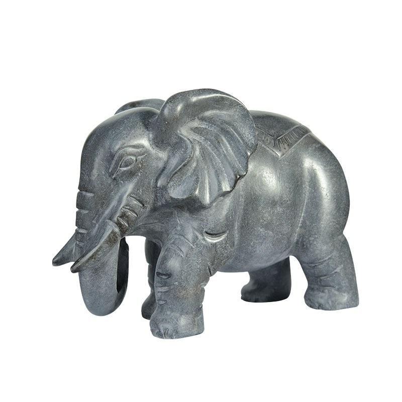 石雕大象一对家用看门青q石雕刻风水摆件小石象吸水象门口石头装