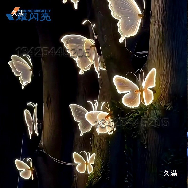 会动态蝴蝶户外婚庆发光太阳能路引动亮化摆件灯坪蝴蝶装饰其他无