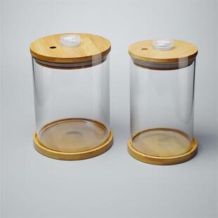 圆柱形斗鱼缸小型竹盖带灯微景观瓶透明玻璃款生活缸有开关观磊红