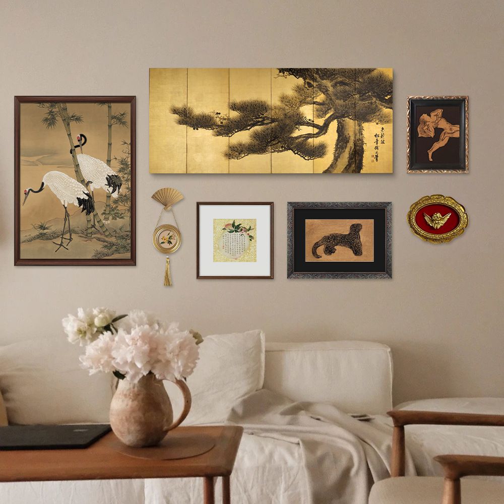 新中式客厅书房装饰画餐厅民宿日式玄关挂画壁画组合中古混搭画图片