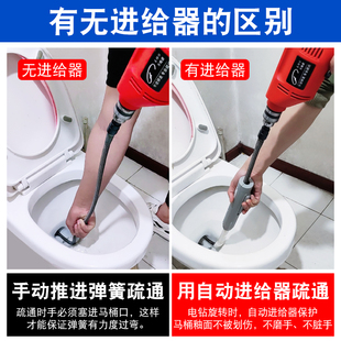 电动管道疏通器家用15米 厨房厕所专用疏通工具 自动进给器搭配刀