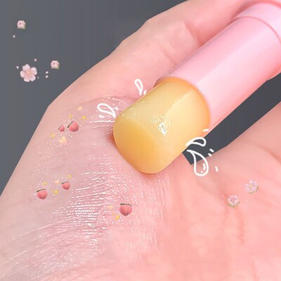 1PC Natural Peach Lip Balm Long-lasting Moisturizing Lipstic
