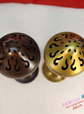 纯黄铜仿古竹节博山炉仿紫铜包浆檀香炉 高脚烛台2小时盘香熏炉