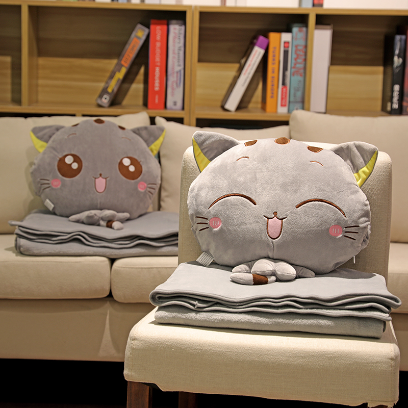 午睡枕头车载抱枕被子两用靠枕珊瑚绒空调毯子三合一办公室汽车用