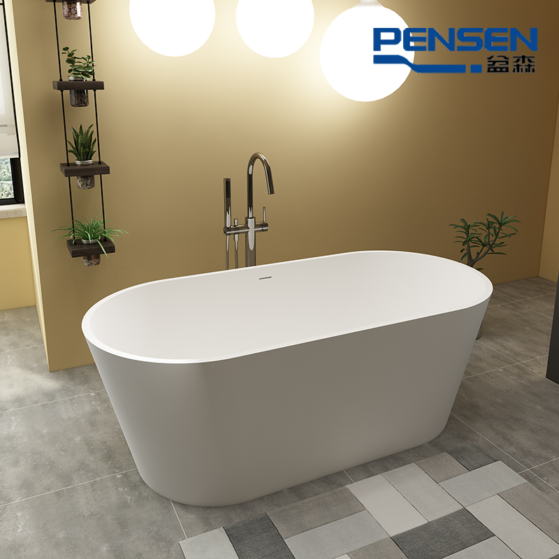 盆森8816款1.3~1.8m人造石浴缸 小户型家用 小尺寸独立式浴盆浴池