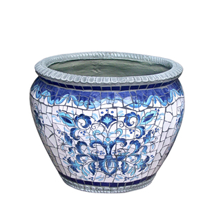 大中小号彩瓷马赛克花盆 庭院花园阳露台装饰品绿植套盆花器有孔