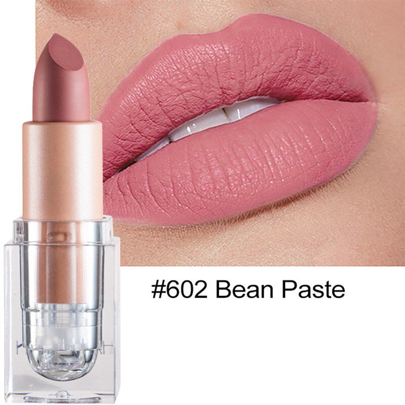 Matte Lipstick Bean Paste Pink Color Lips Makeup Waterproof