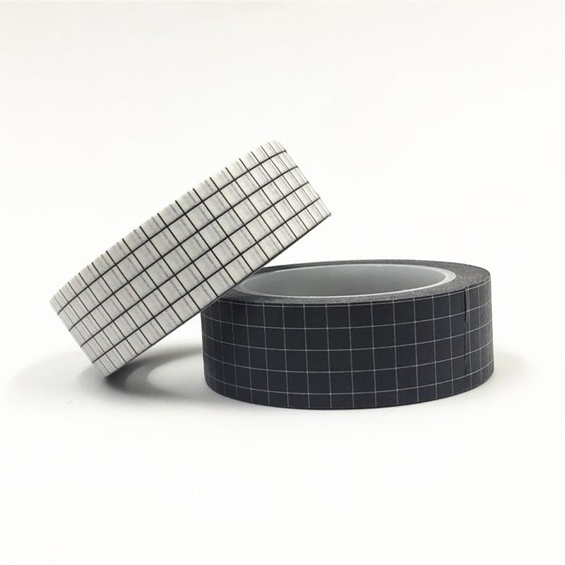 New 10M Black and White Grid Washi Tape Japanese Paper DIY P