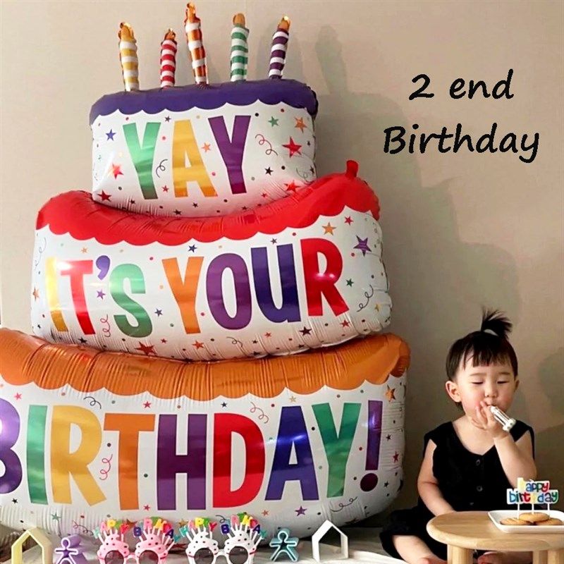 Large Balloon Happy Birthday Three Layer Cake Balloon