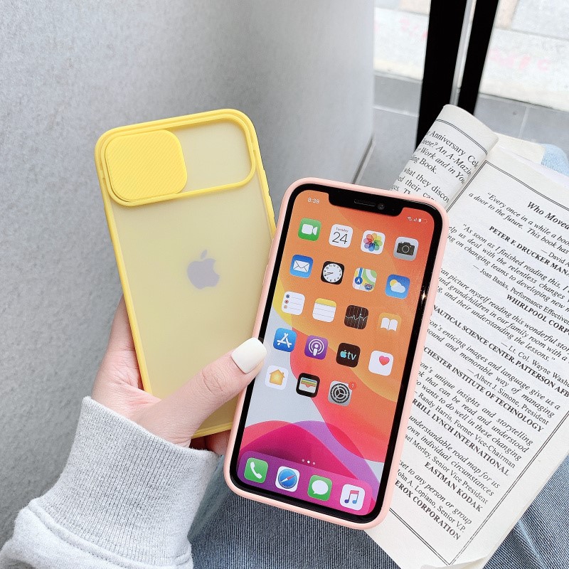 Matte Candy color Lens Slide Transparent PC Phone Case For i