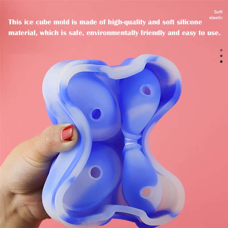 Ice Cube Tray 4 Grids Silicone Ice Ball Mold DIY Freezer