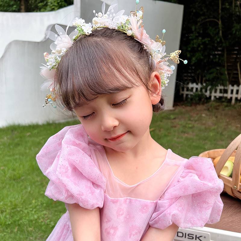 儿童超仙花环头饰公主演出舞台发饰女童高端头花女孩韩式发箍饰品