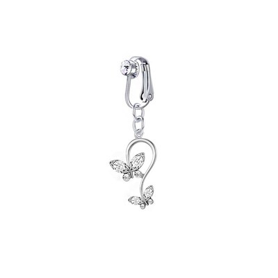 Faux Fake Belly Ring Butterfly Fake Belly Piercing Clip on U