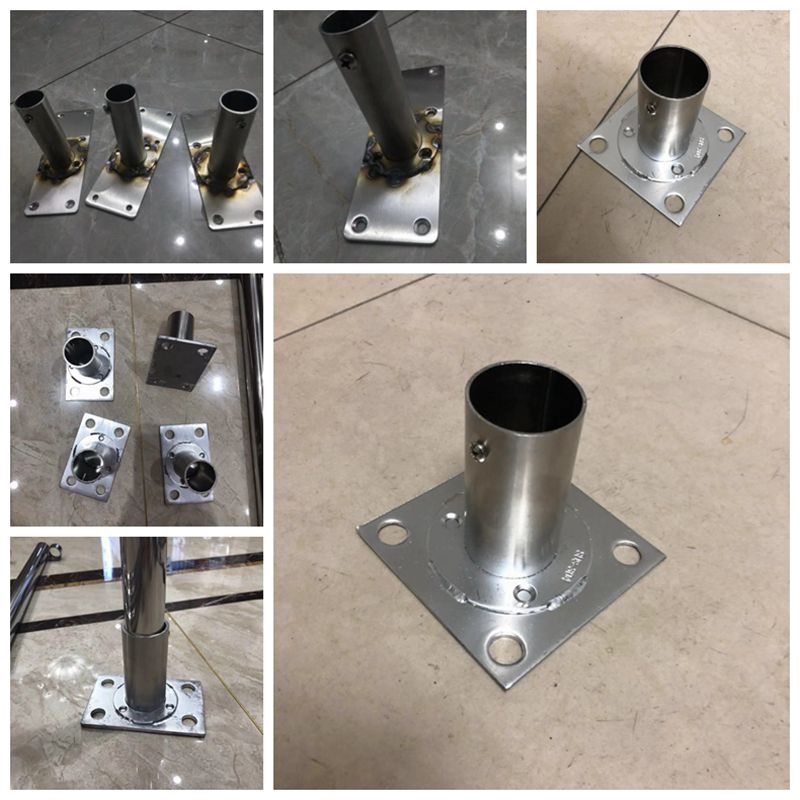 304不锈钢膨胀螺丝法兰座衣柜杆配件高脚圆管座托 加长重型晾衣杆