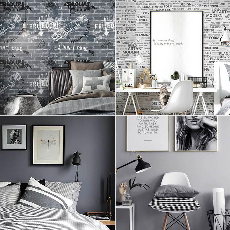灰色壁纸宿舍男生寝室大学生壁纸壁贴自粘防水防潮卧室家用