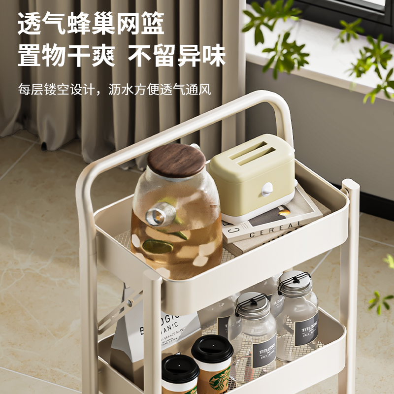 可折叠书架小推车置物架落地移动带轮卧室零食架厨房收纳储物架子
