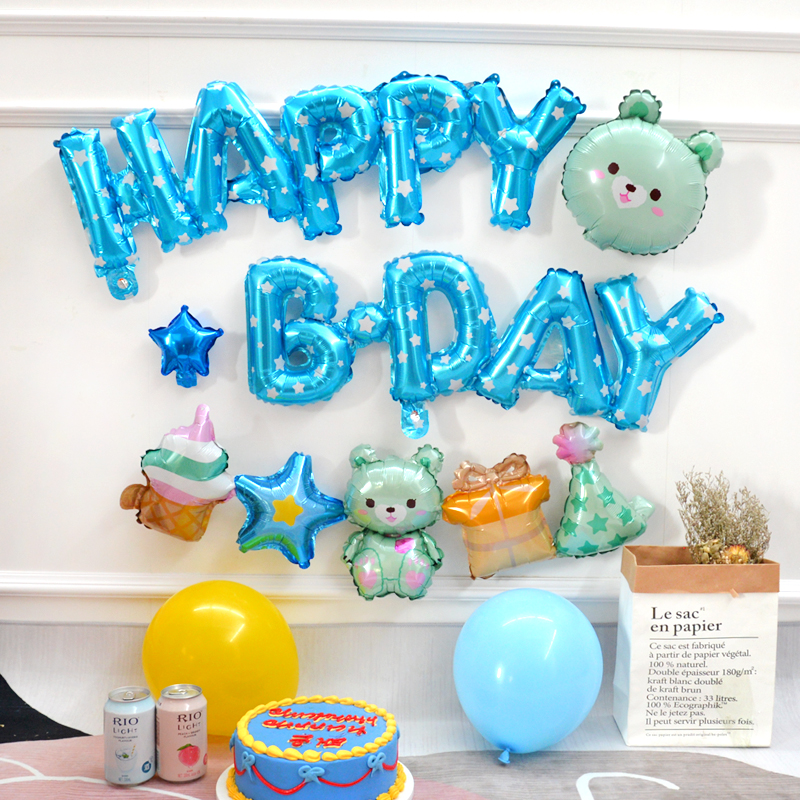 儿童生日派对拉拉气球场景装饰男孩女孩1周岁满月酒店背景墙布置