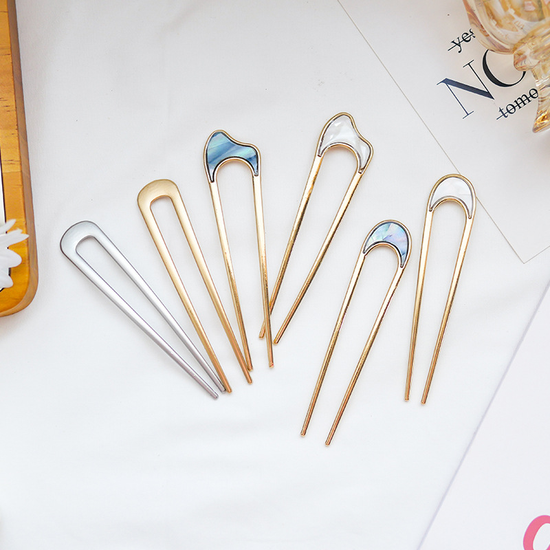 Japan Hair Sticks Women Hairclip Simplicity Colorful U Shape