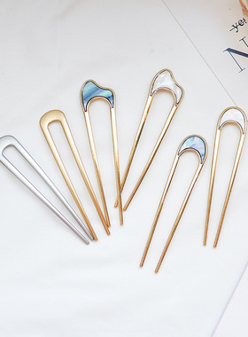 Japan Hair Sticks Women Hairclip Simplicity Colorful U Shape