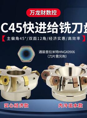 普拉米特NC45HX0906双面快进给铣刀盘HNGX0906刀片平面45度刀盘
