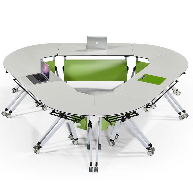 圆形培训桌带轮移动拼接折叠会议桌自由组合教室长条课桌