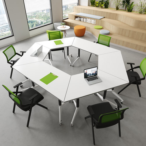 异形折叠培训桌椅组合拼接长条桌会议桌培训室课桌智慧教室办公桌