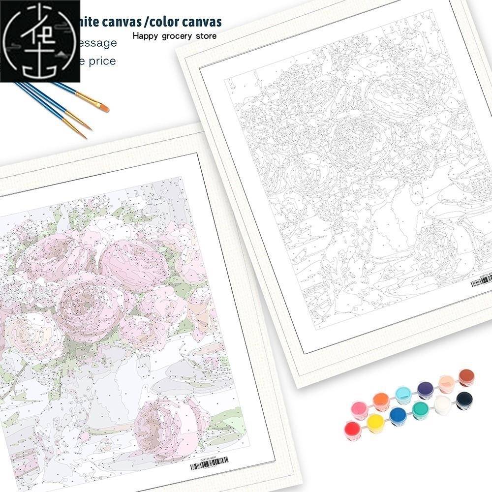 极速60x75cm Painting By Numbers Frameless Flower Paint By Nu